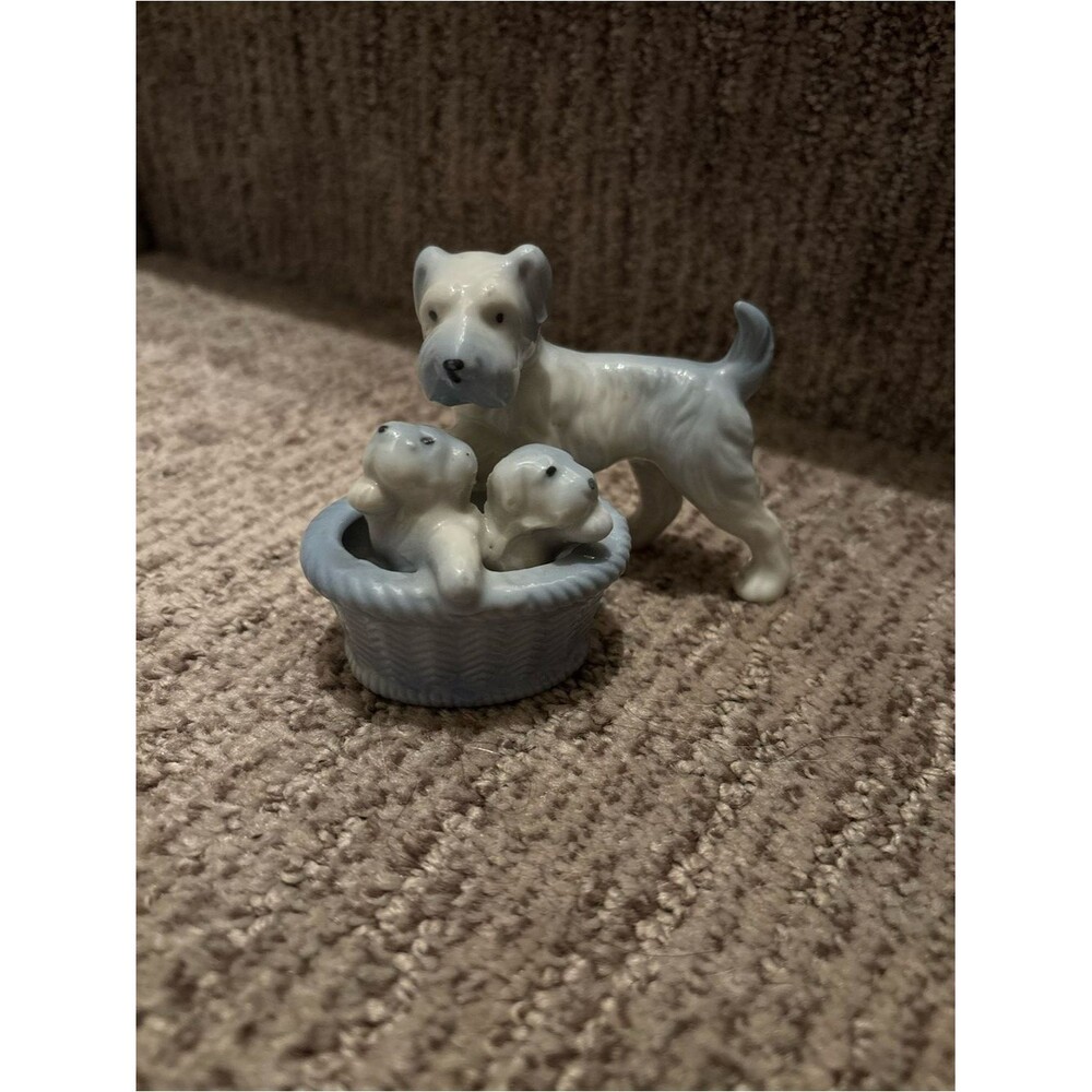 Vintage Blue Terrier Mom and Pup’s Figurine